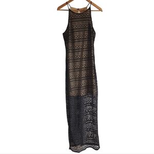 Avec Black‎ Lace Halter Maxi Dress Size L